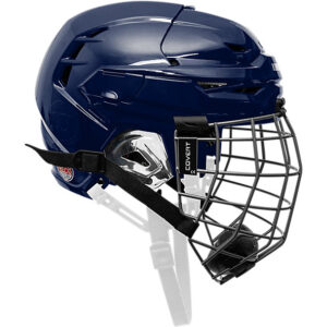 Casque d'hockey bleu marin avec grille