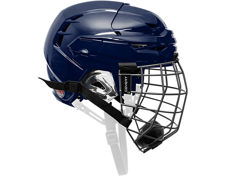 Casque d'hockey bleu marin avec grille